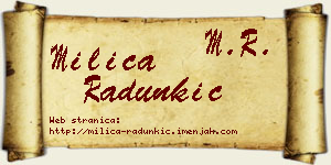 Milica Radunkić vizit kartica